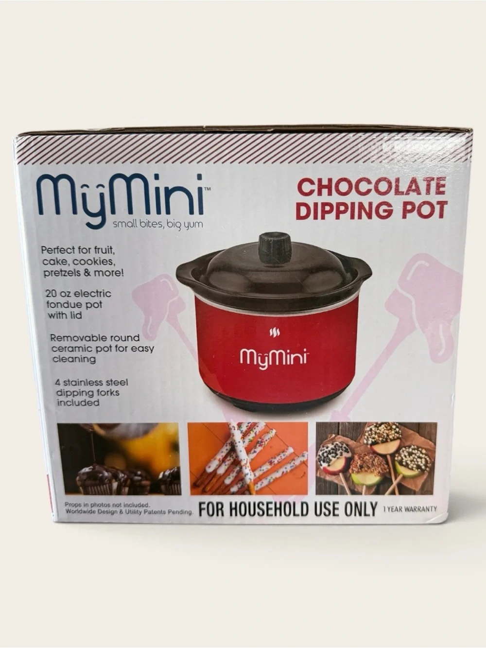 My'~Mini 20 Oz Chocolate Fondue Dipping Pot, 40-Watts, Red NIB